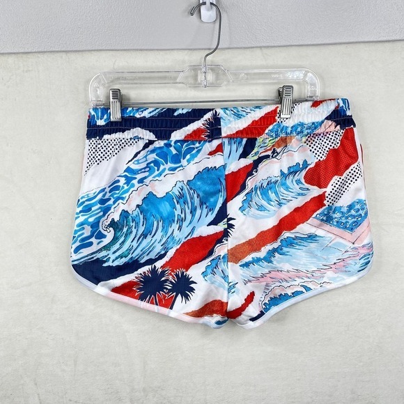 NWT adidas Originals 3 Striped Beach Surf Print Shorts Red White Blue Size Large - Picture 2 of 4
